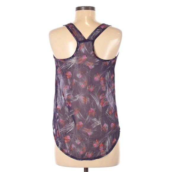 Kirra sheer purple feather paint print sheer tank - Picture 3 of 5